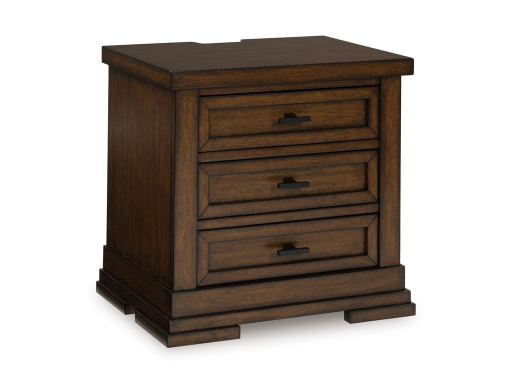 Taffenbrook Brown Three Drawer Nightstand