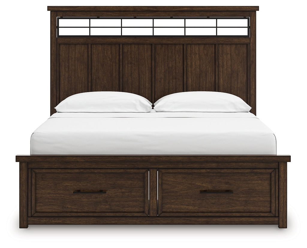 Taffenbrook Medium Brown California King Panel Storage Bed