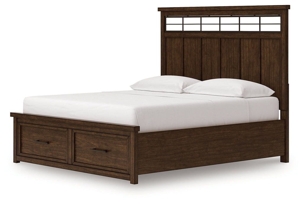 Taffenbrook Medium Brown California King Panel Storage Bed