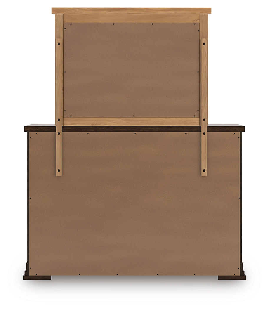 Taffenbrook Medium Brown Queen Panel Storage Bed, Dresser and Mirror
