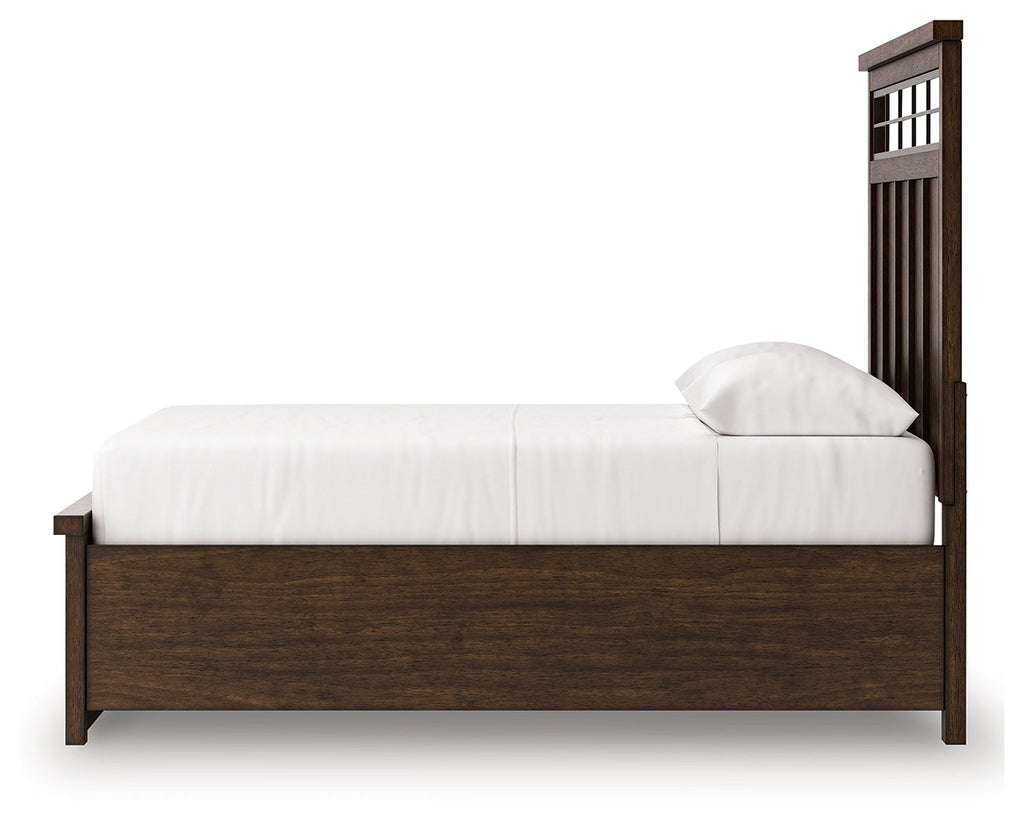 Taffenbrook Medium Brown Queen Panel Storage Bed, Dresser and Mirror