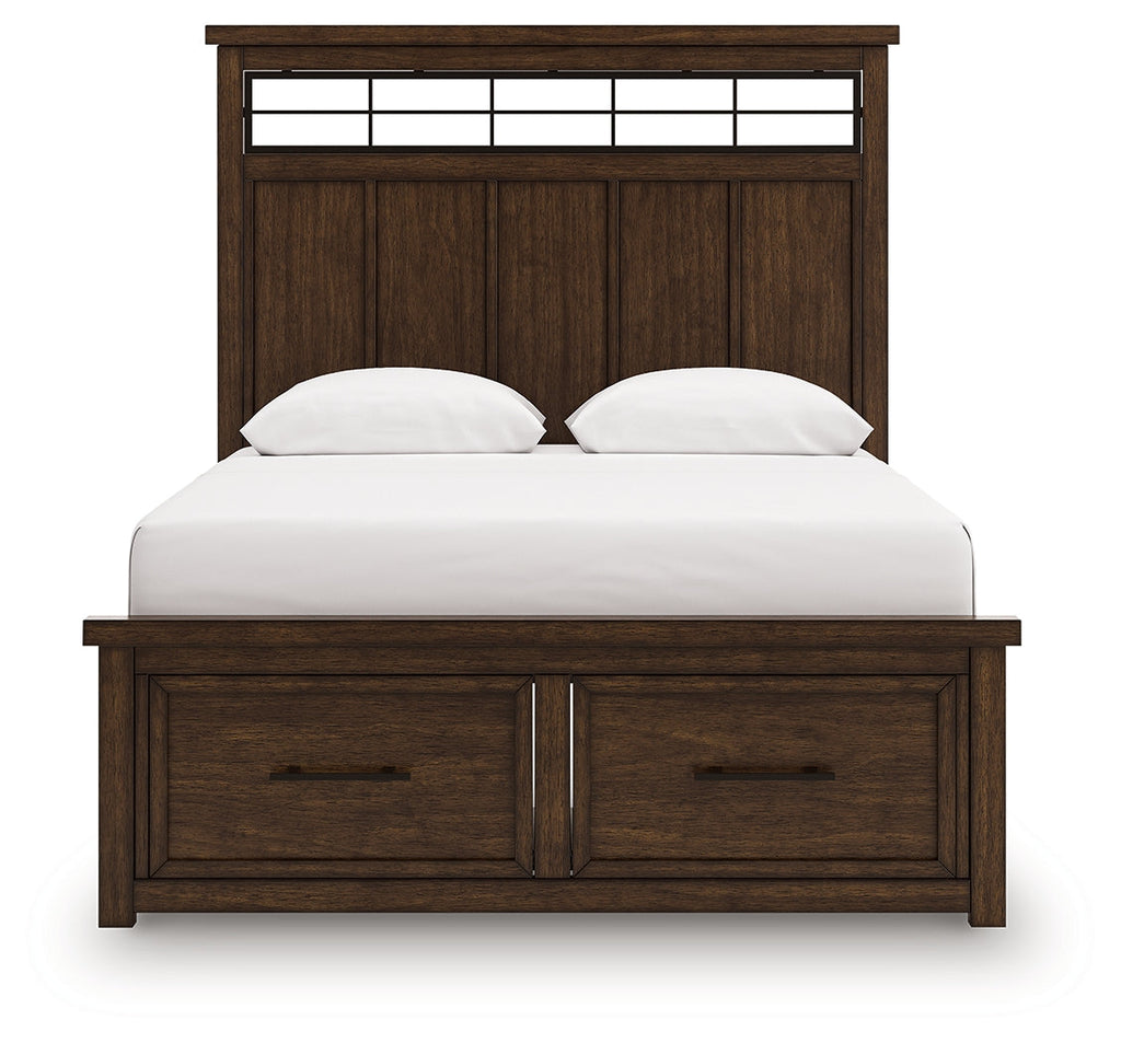 Taffenbrook Medium Brown Queen Panel Storage Bed