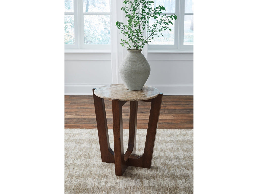 Tanidore Warm Brown Round End Table
