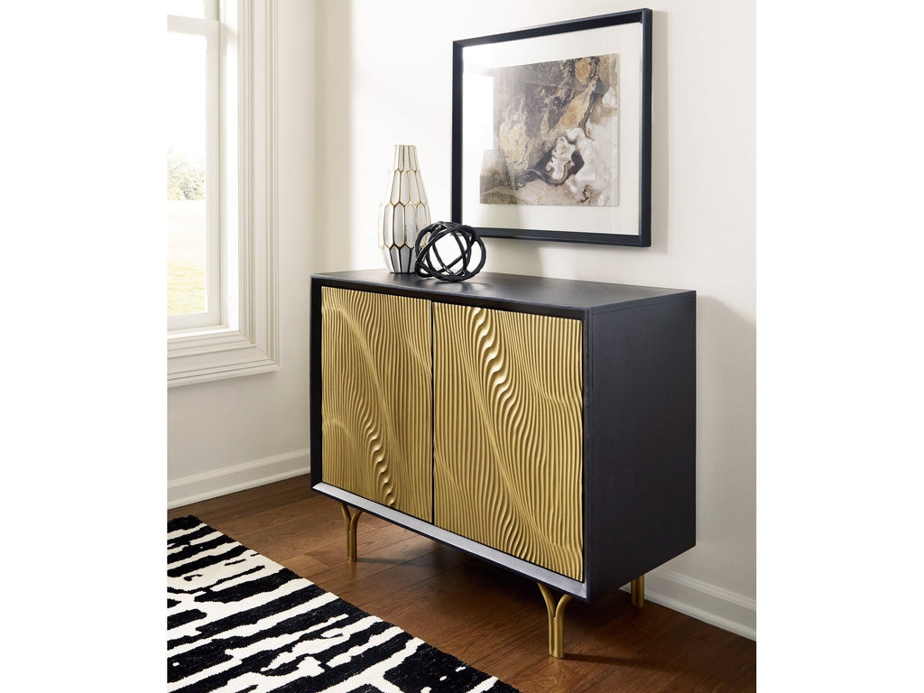 Tayner Black/Gold Finish Accent Cabinet