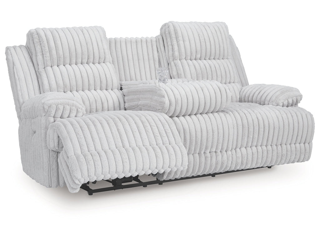 Technique Alloy Power Reclining Sofa with Drop Down Table