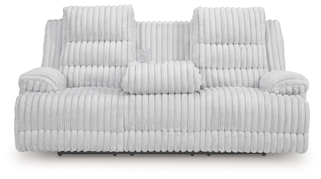 Technique Alloy Power Reclining Sofa with Drop Down Table