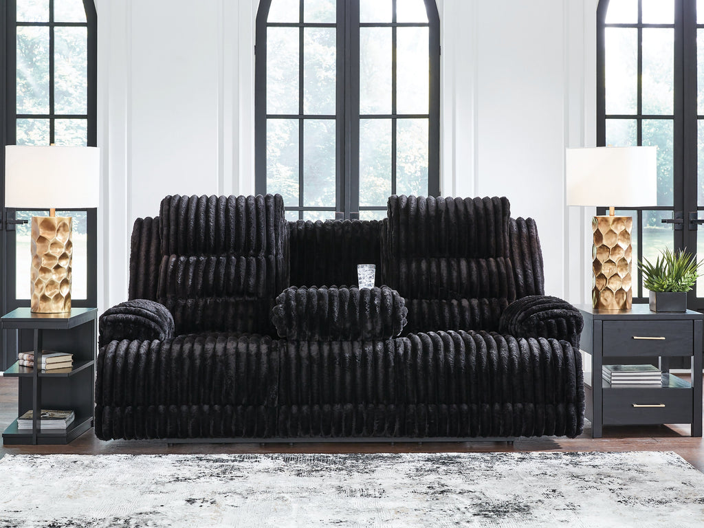 Technique Onyx Power Reclining Sofa with Drop Down Table