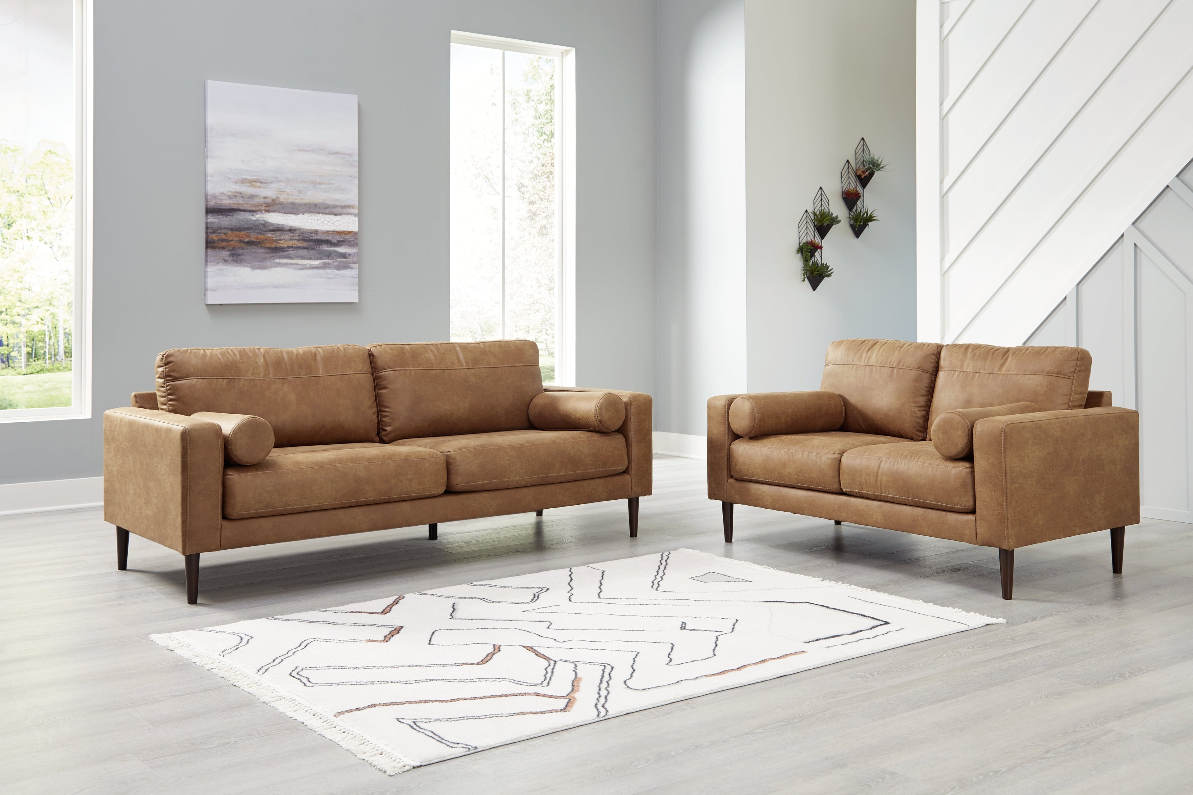Telora Caramel Sofa, Loveseat, Chair and Ottoman