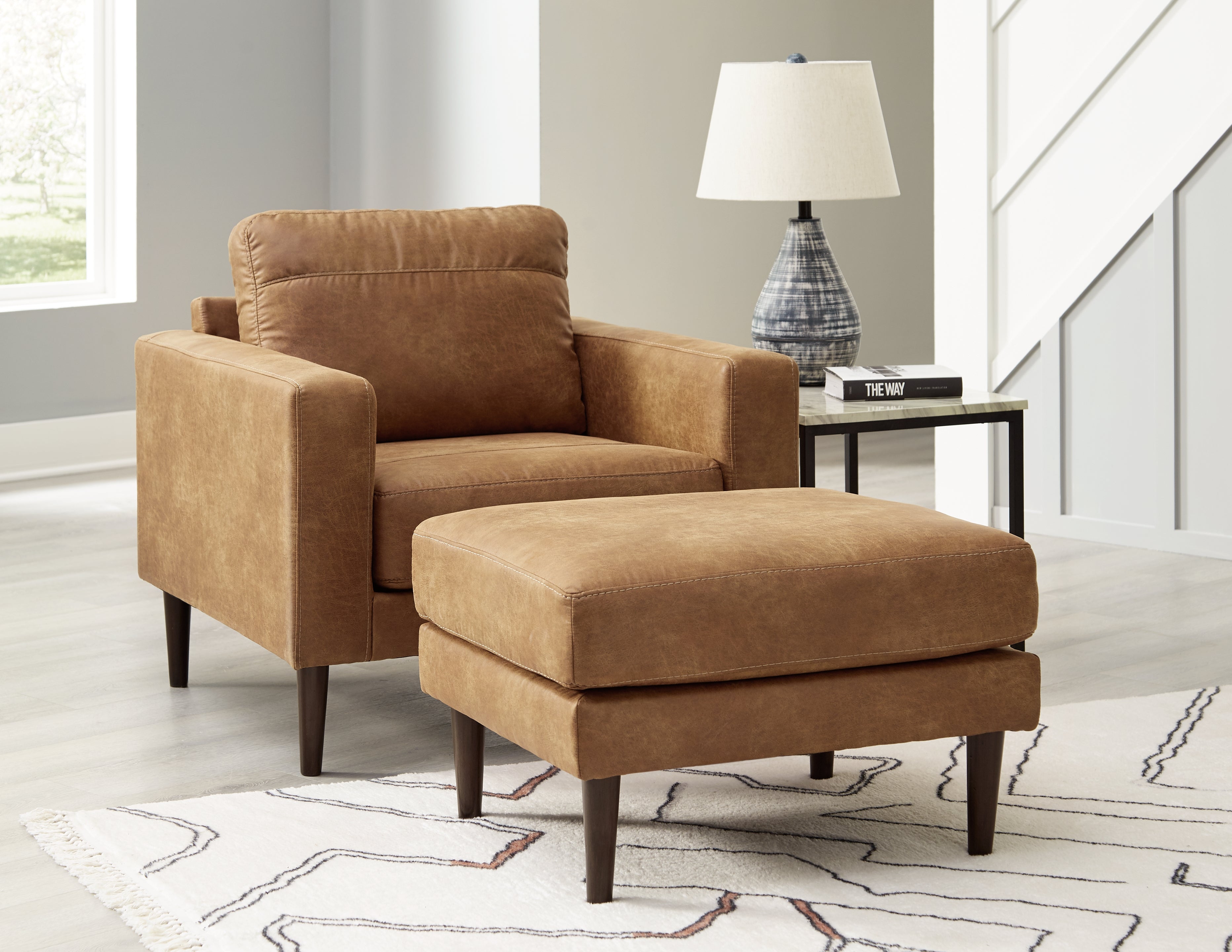 Telora Caramel Sofa, Loveseat, Chair and Ottoman