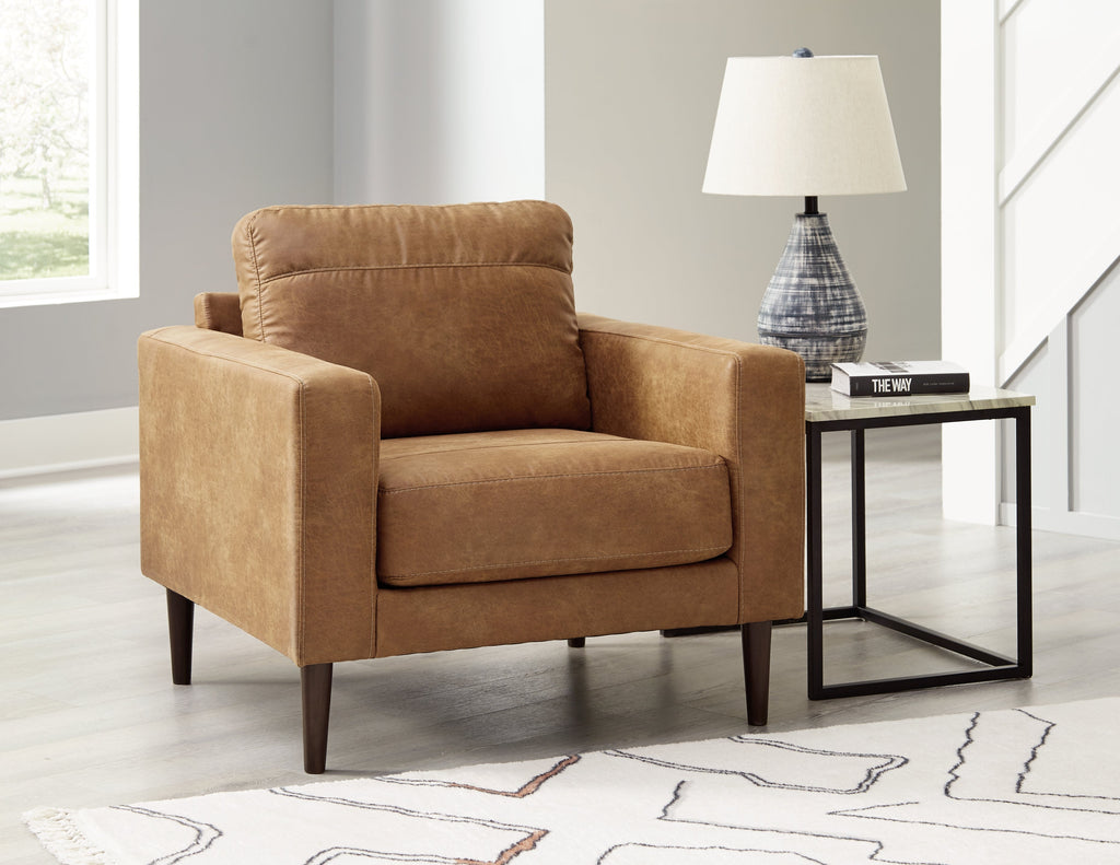 Telora Caramel Sofa, Loveseat, Chair and Ottoman
