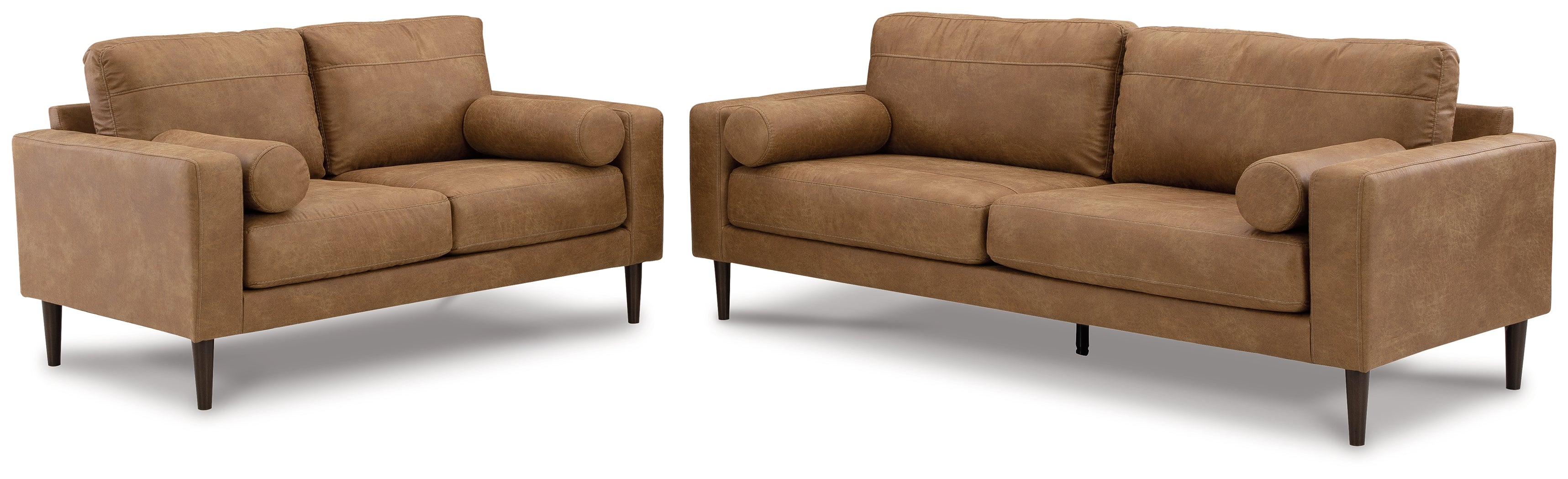Telora Caramel Sofa and Loveseat