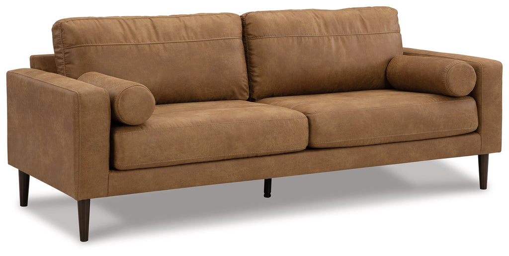 Telora Caramel Sofa and Loveseat