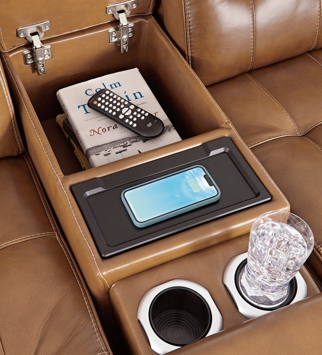 Temmpton Chocolate 3 Pc Power Reclining Sectional Loveseat
