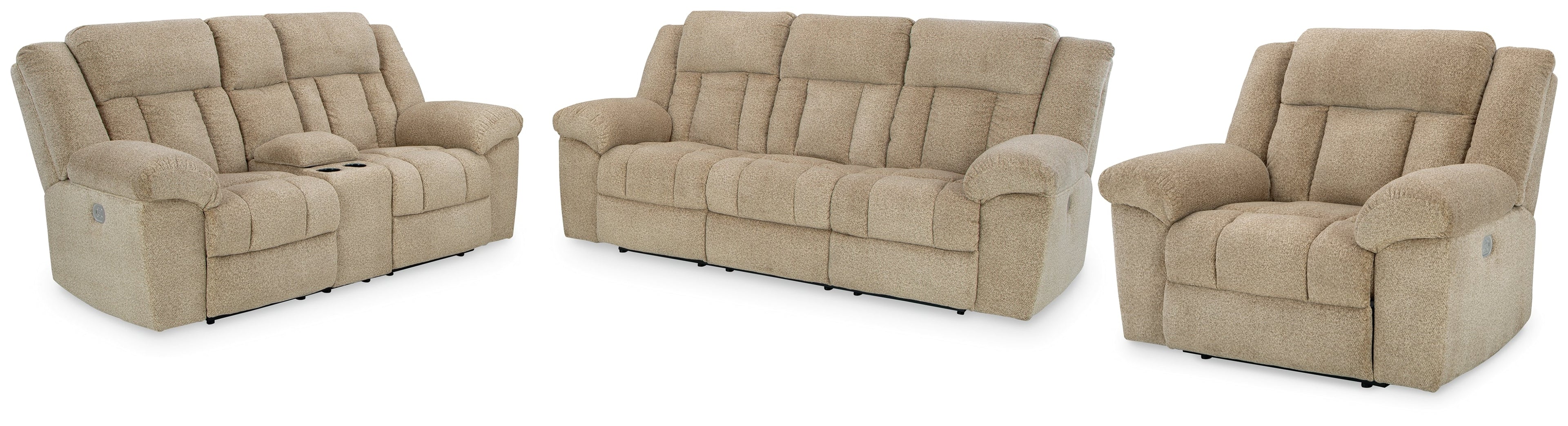 Tip-Off Wheat Power Reclining Sofa, Loveseat and Recliner