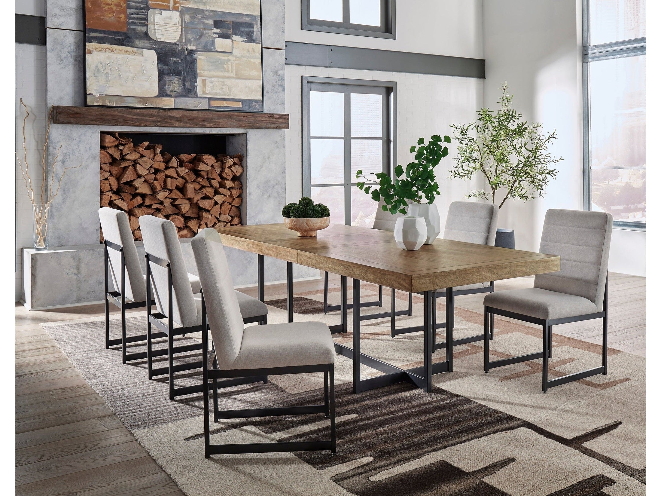Tomtyn Light Brown Dining Table and 6 Chairs