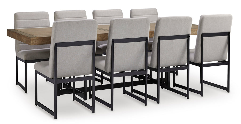 Tomtyn Light Brown Dining Table and 8 Chairs