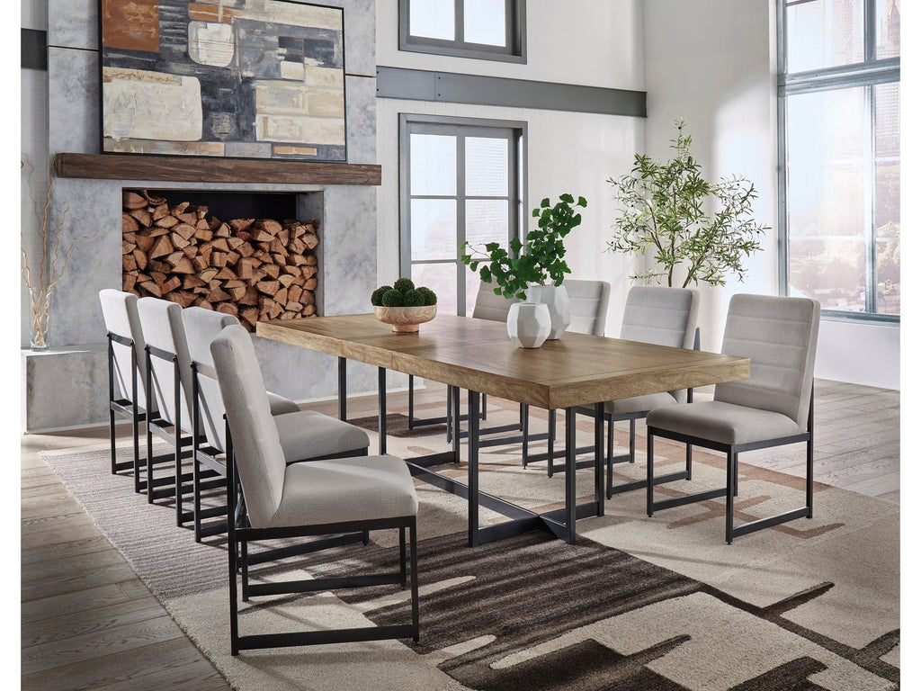 Tomtyn Light Brown Dining Table and 8 Chairs