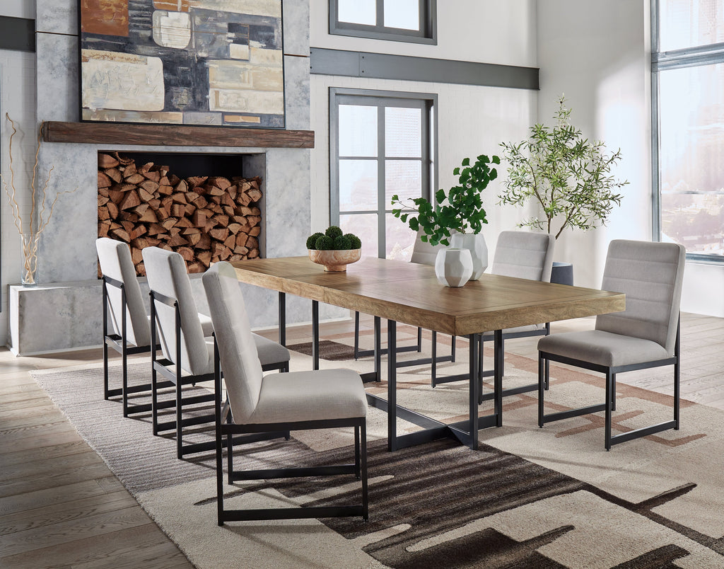 Tomtyn Light Brown Extension Dining Table and 6 Chairs