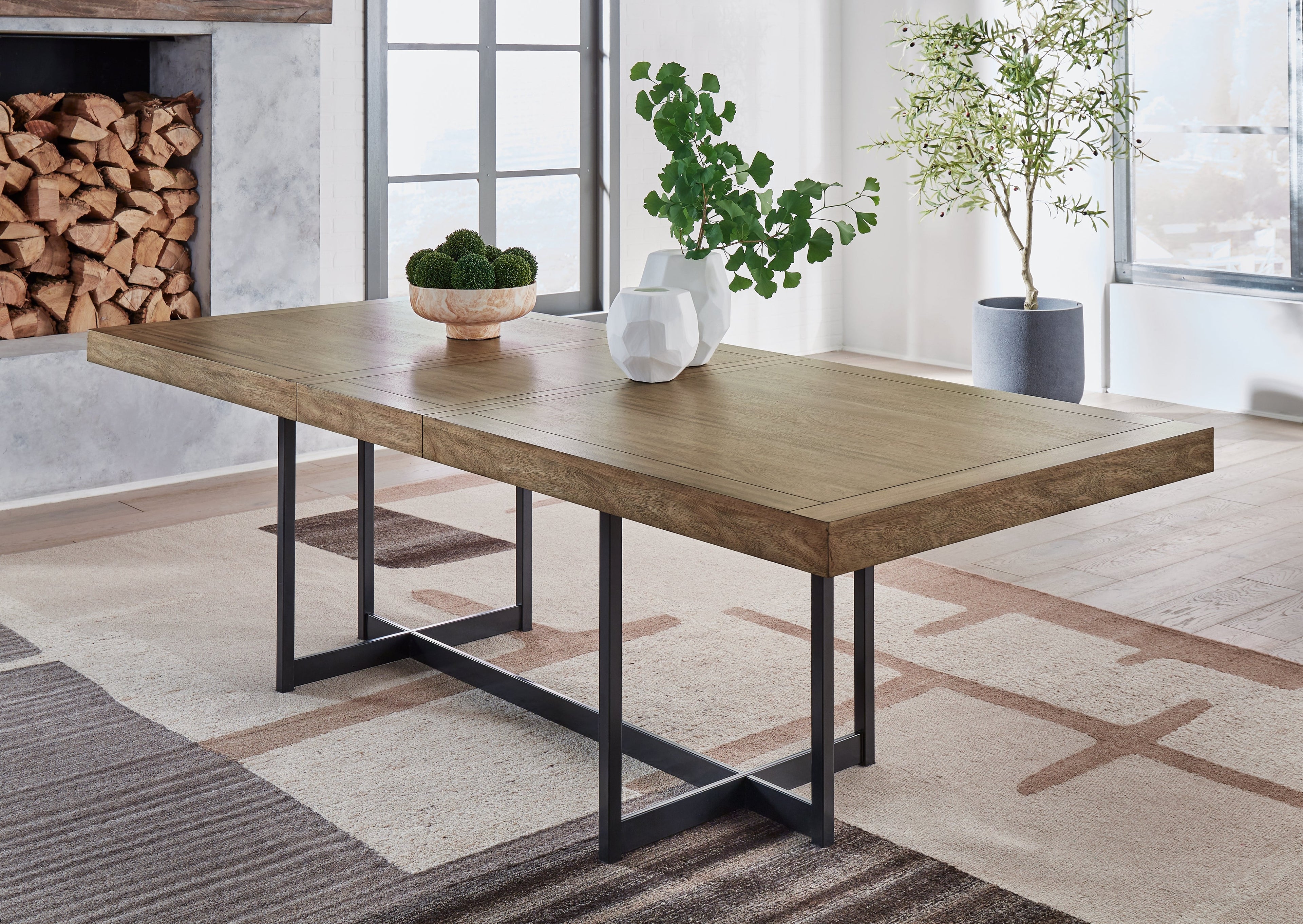 Tomtyn Light Brown Extension Dining Table and 6 Chairs