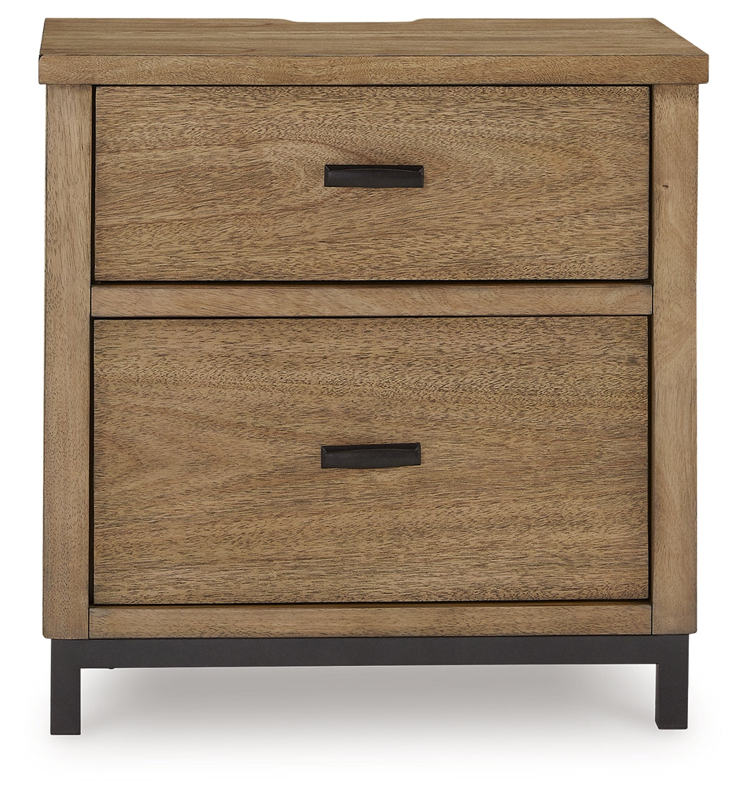Tomtyn Light Brown Two Drawer Nightstand