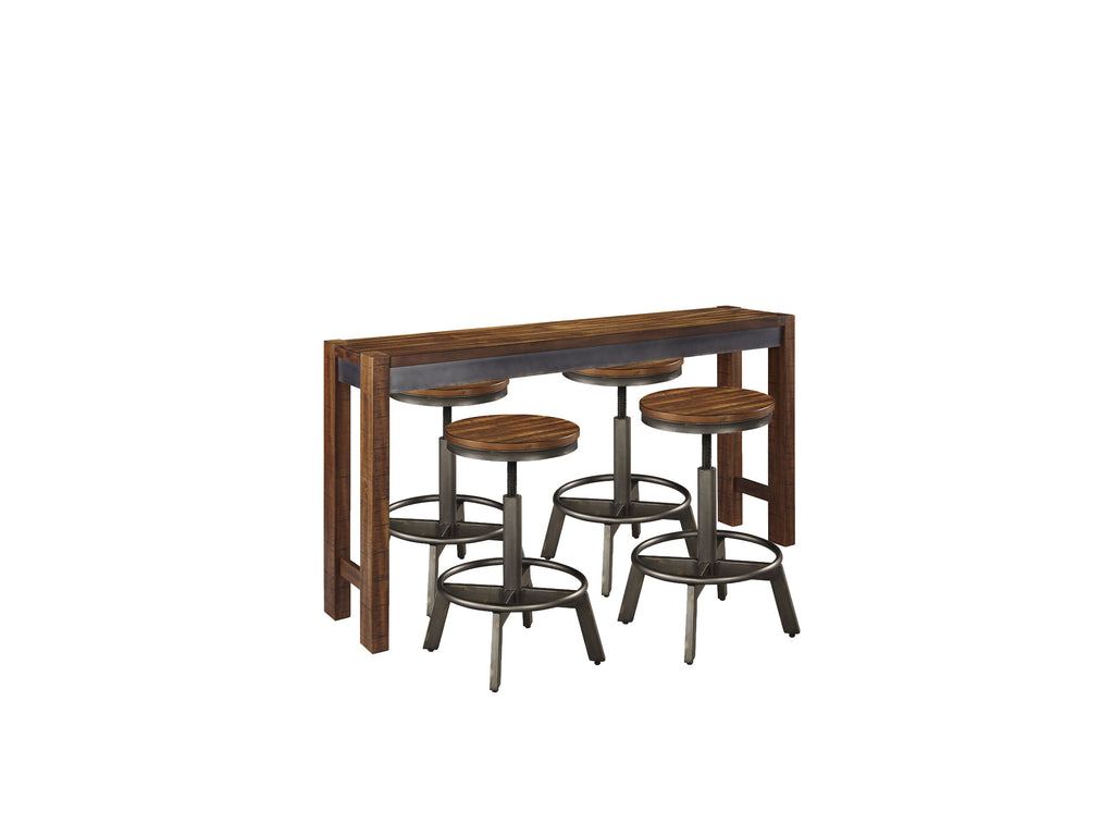 Torjin Brown/Gray Counter Height Dining Table with 4 Barstools