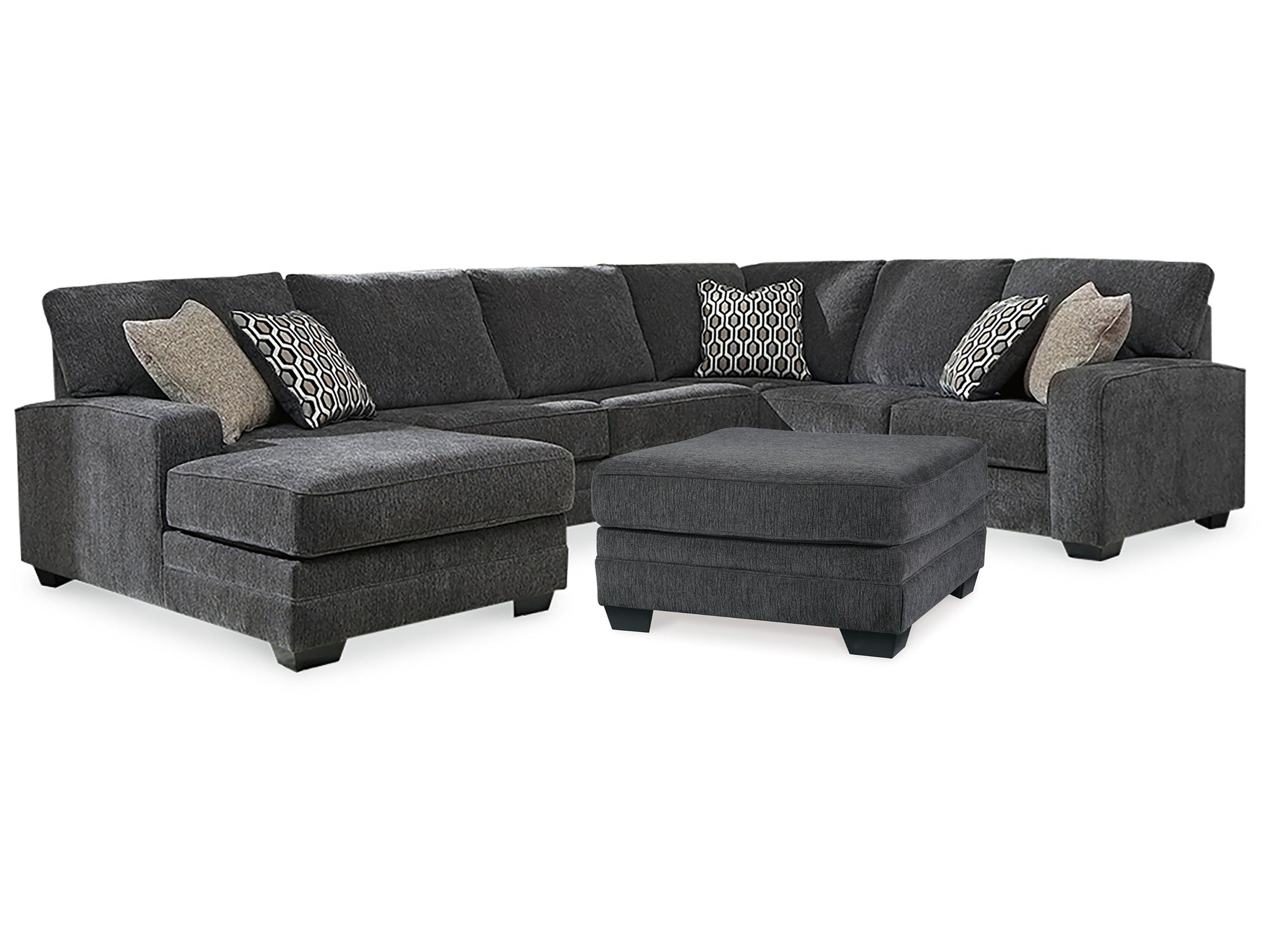 Tracling Slate 3-Piece Sectional and Ottoman