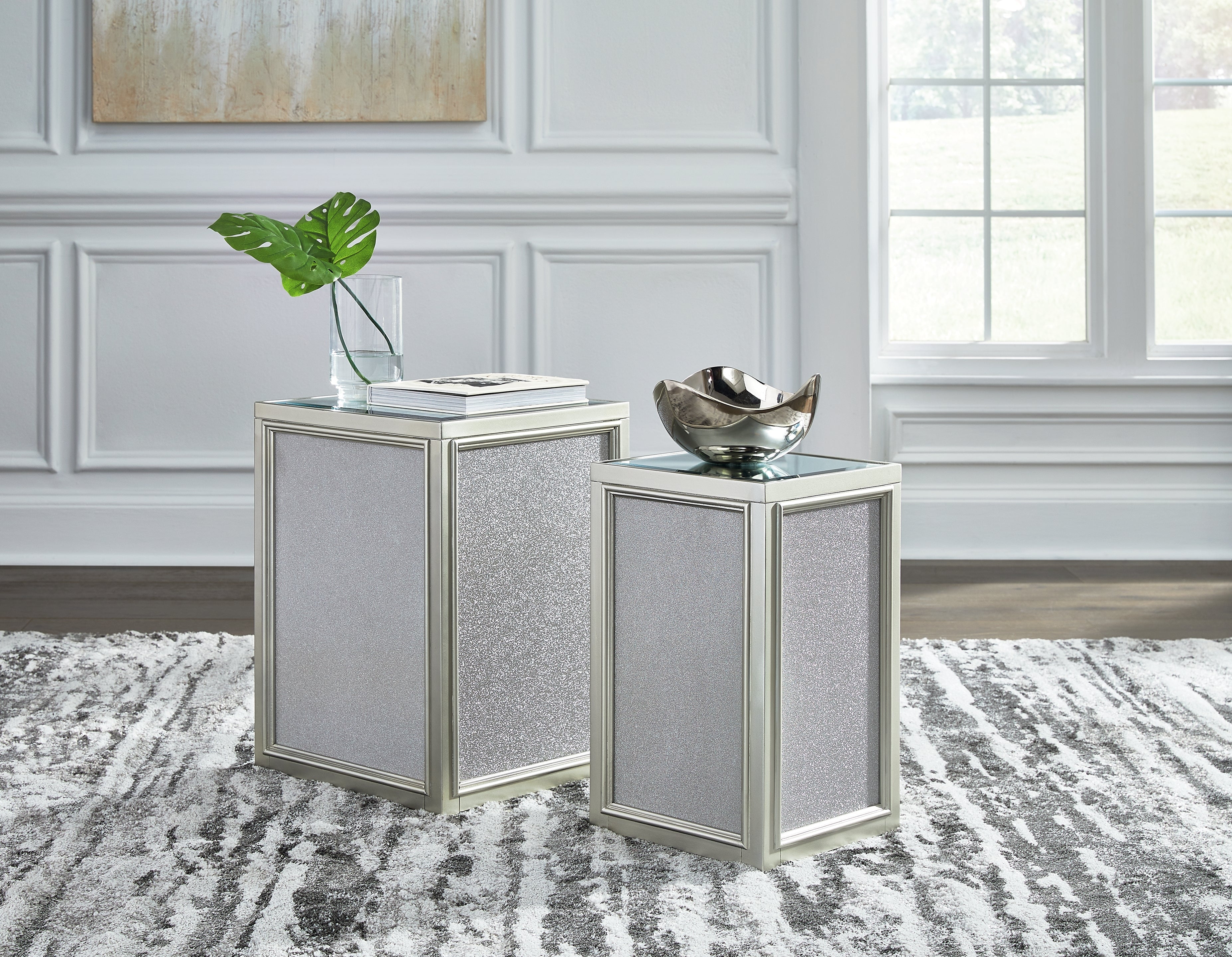 Traleena Silver Finish Nesting End Table (Set of 2)