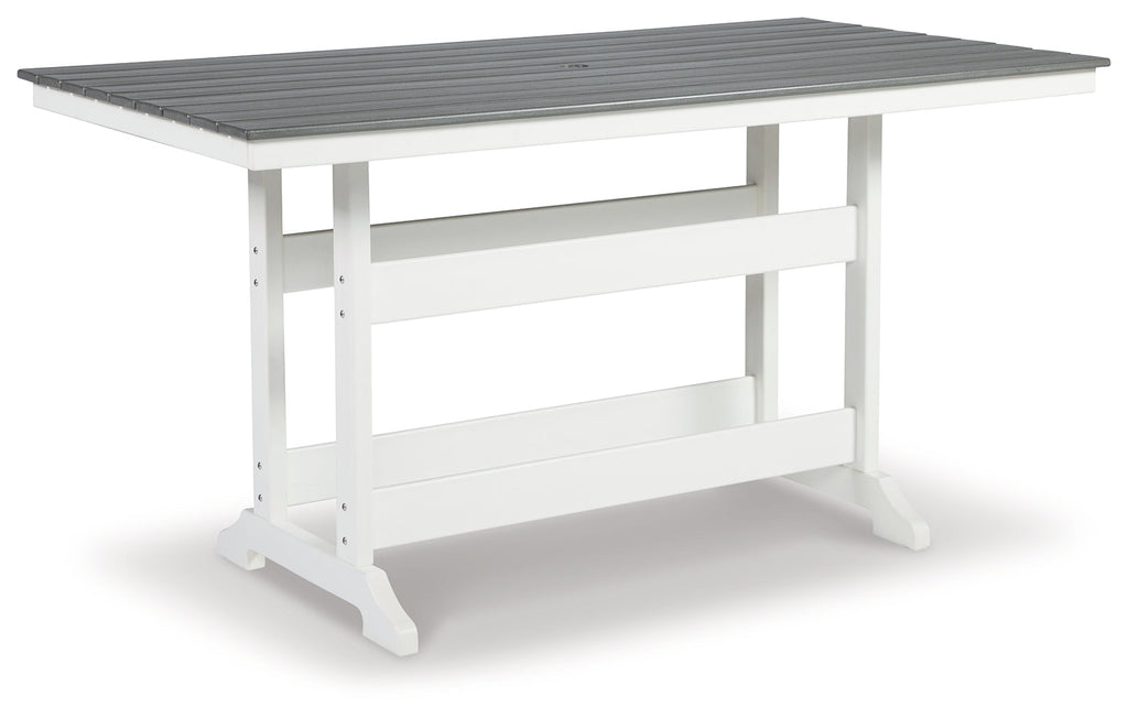 Transville /White Outdoor Counter Height Dining Table w/4 Barstools, Gray