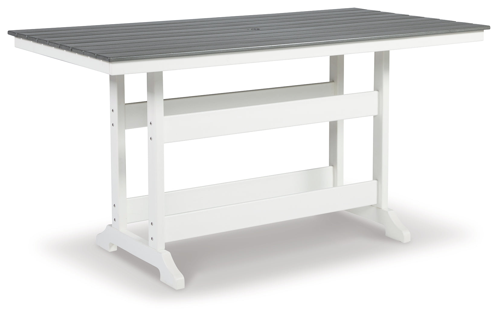 Transville /White Outdoor Counter Height Dining Table w/4 Barstools, Gray