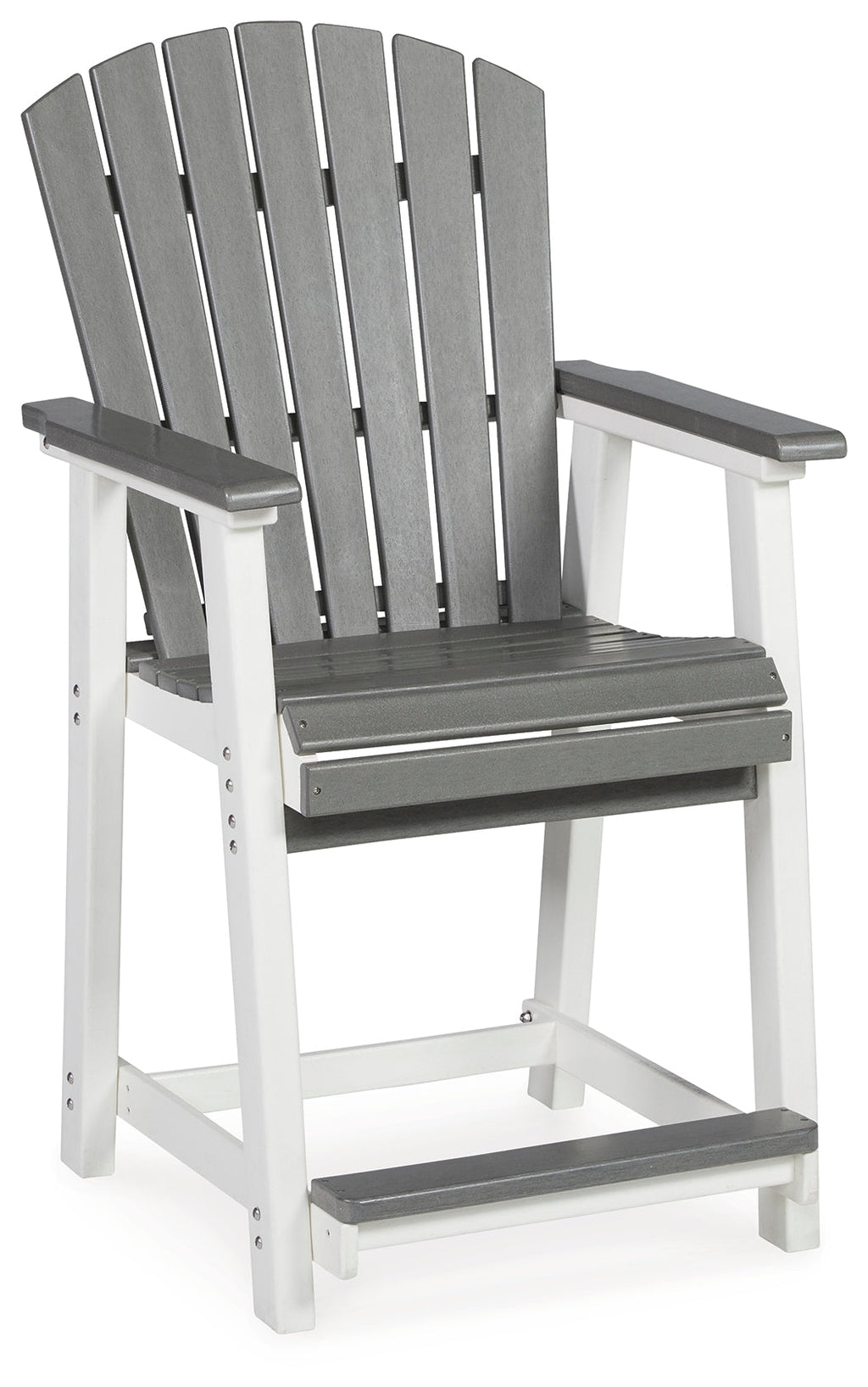 Transville /White Outdoor Counter Height Dining Table w/4 Barstools, Gray