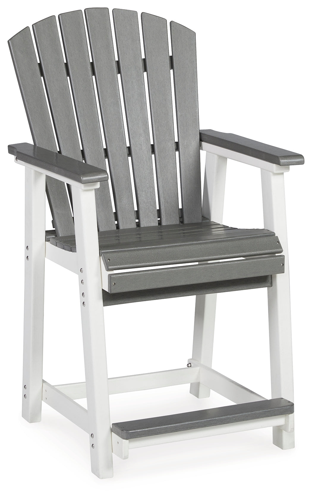 Transville /White Outdoor Counter Height Dining Table w/4 Barstools, Gray