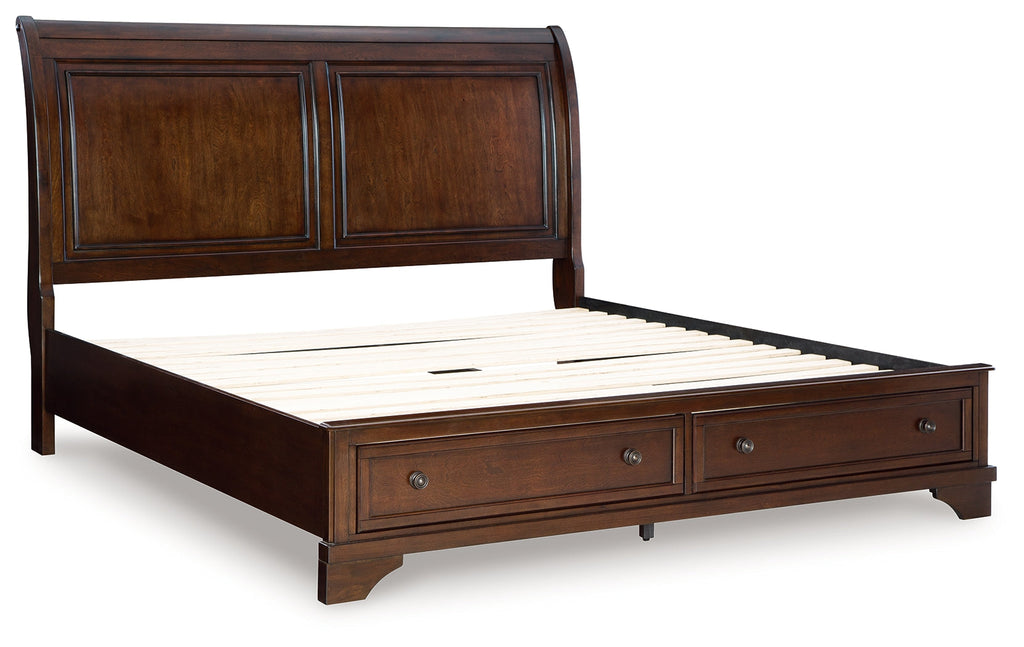 Trellington Brown King Sleigh Storage Bed