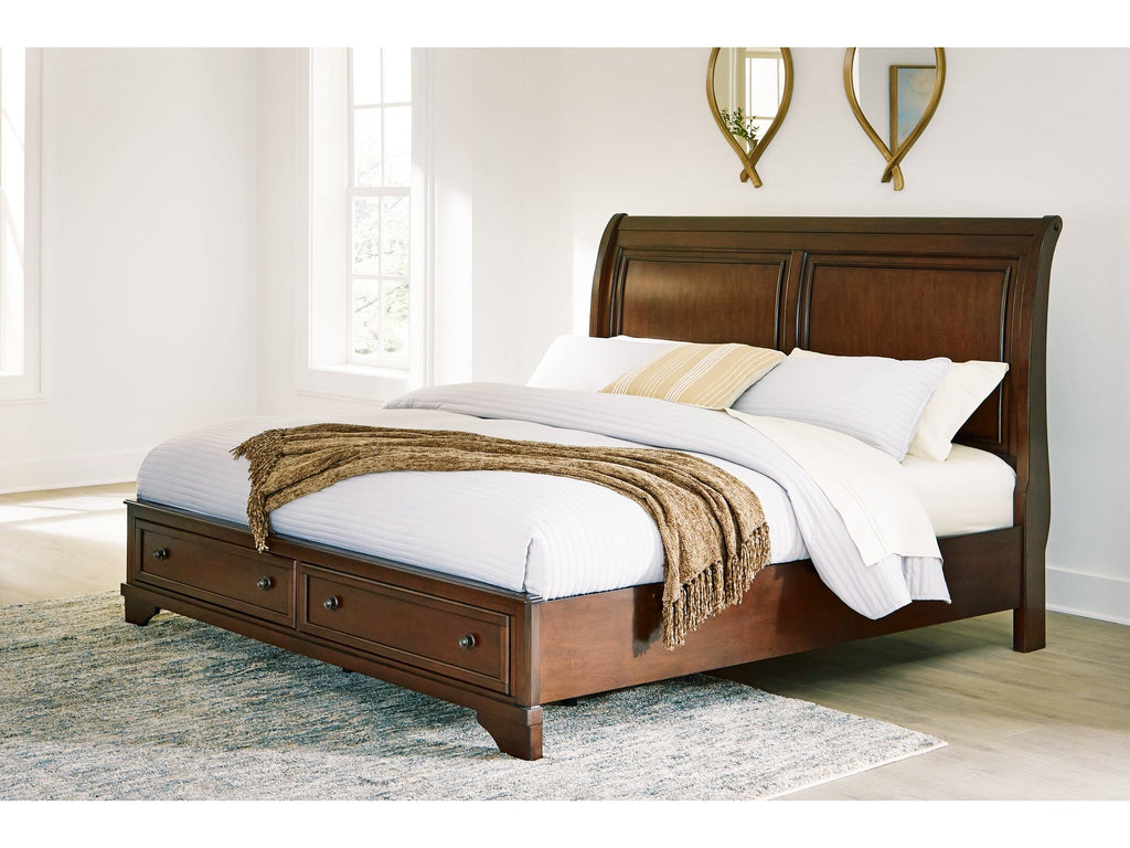Trellington Brown Queen Sleigh Storage Bed