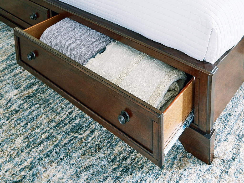 Trellington Brown Queen Sleigh Storage Bed