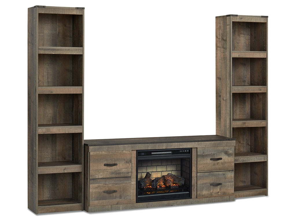 Trinell Brown 3-Piece Entertainment Center with Electric Fireplace