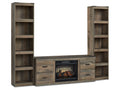 Trinell Brown 3-Piece Entertainment Center with Electric Fireplace