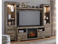 Trinell Brown 4-Piece Entertainment Center with Electric Fireplace