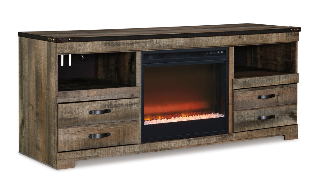 Trinell Brown 63" TV Stand w/ W100-02 Electric Fireplace
