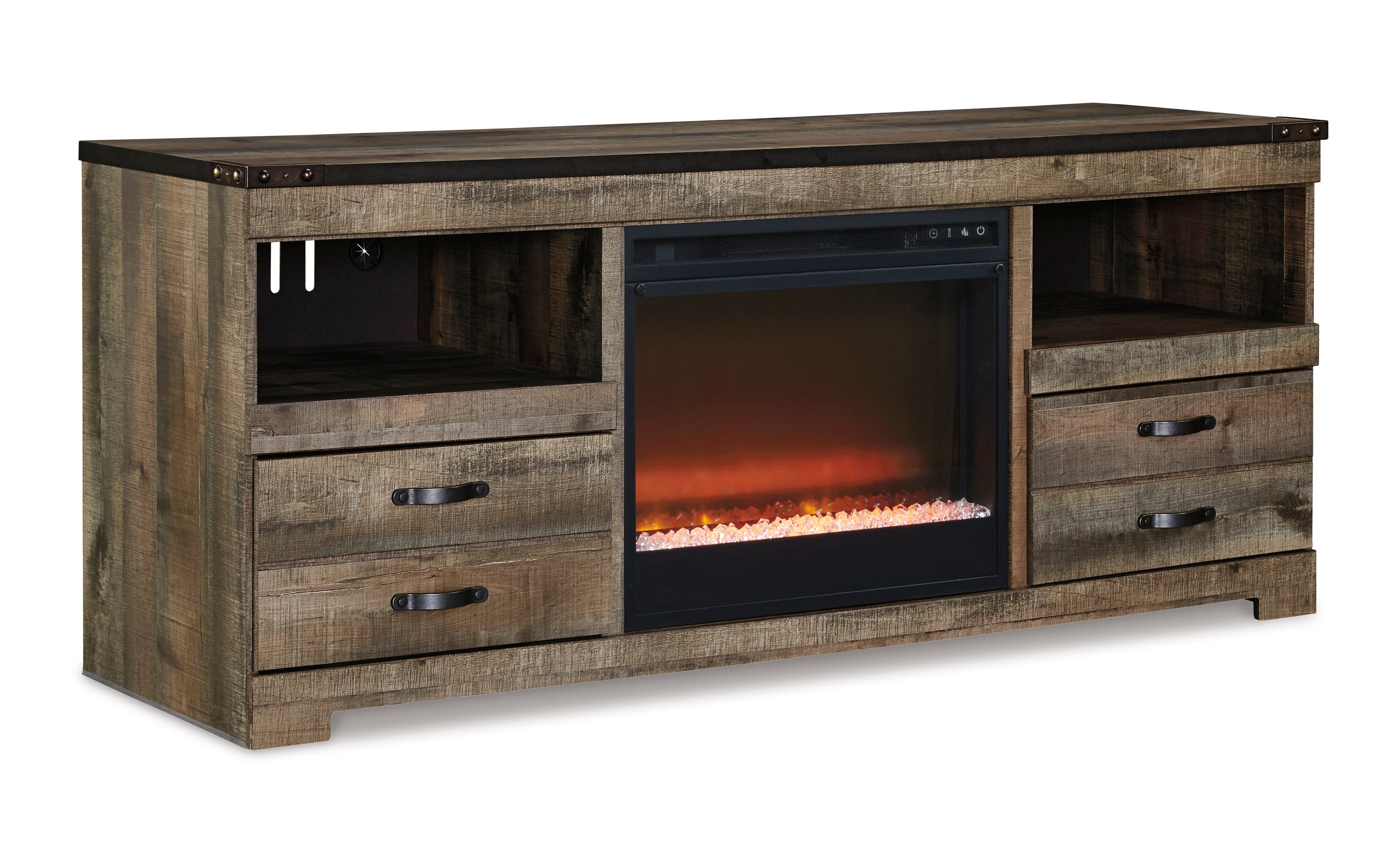 Trinell Brown 63" TV Stand w/ W100-02 Electric Fireplace
