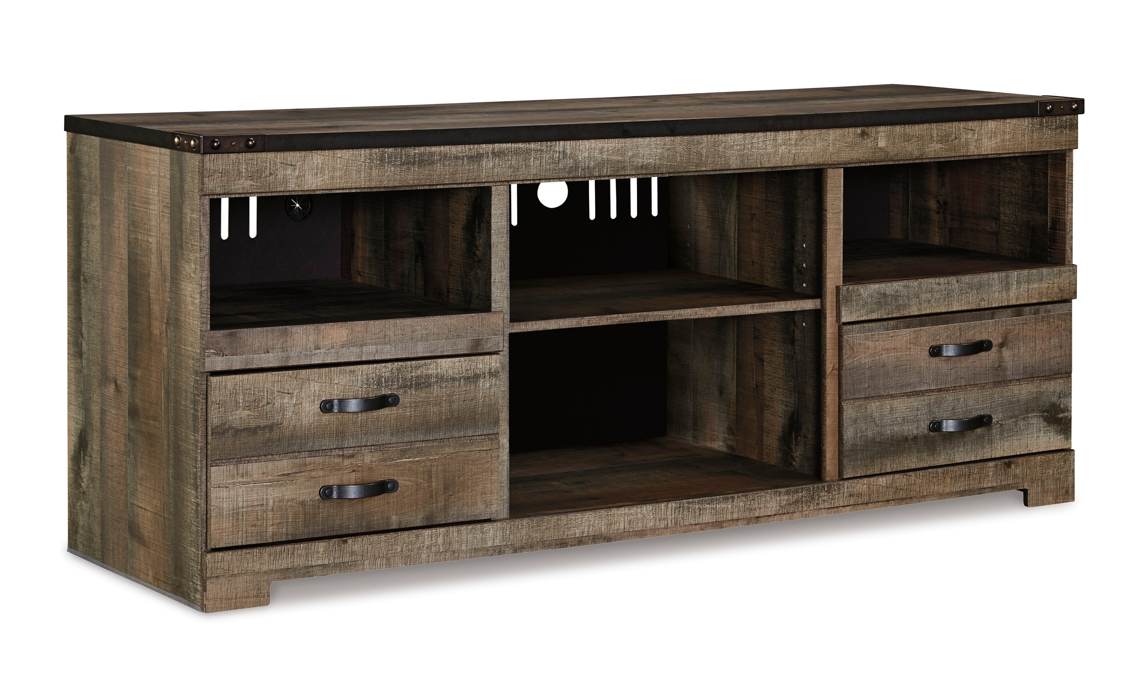Trinell Brown 63" TV Stand w/ W100-02 Electric Fireplace