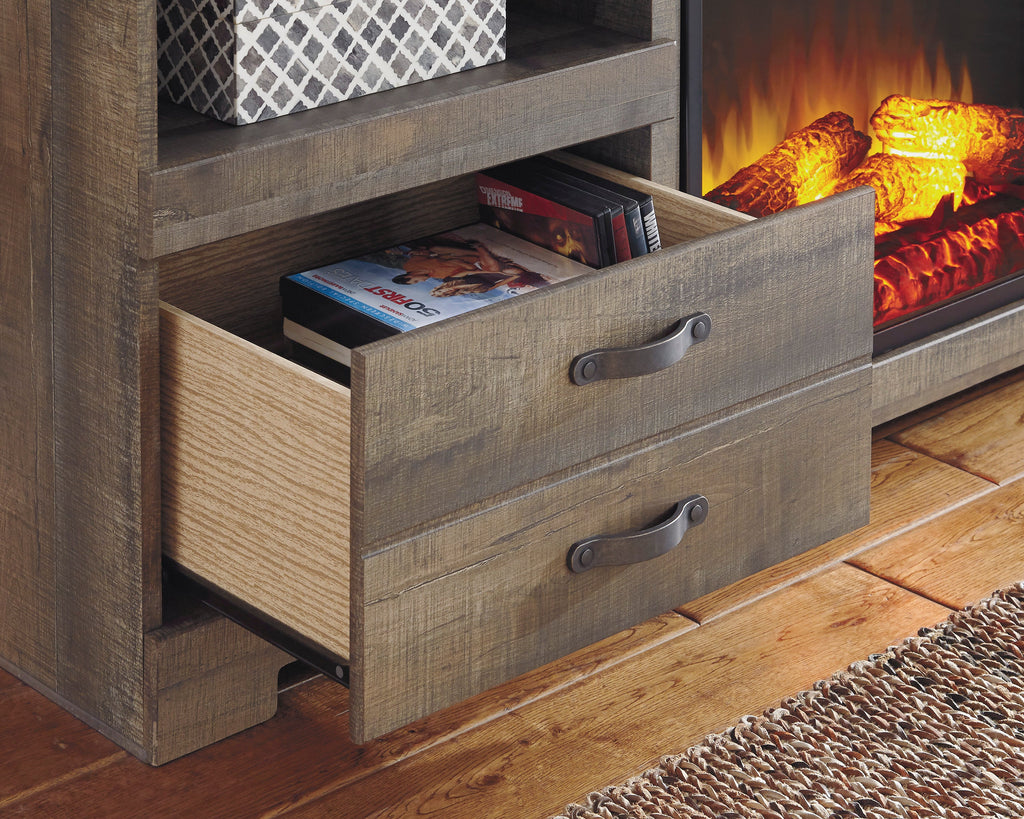 Trinell Brown 63" TV Stand w/ W100-02 Electric Fireplace