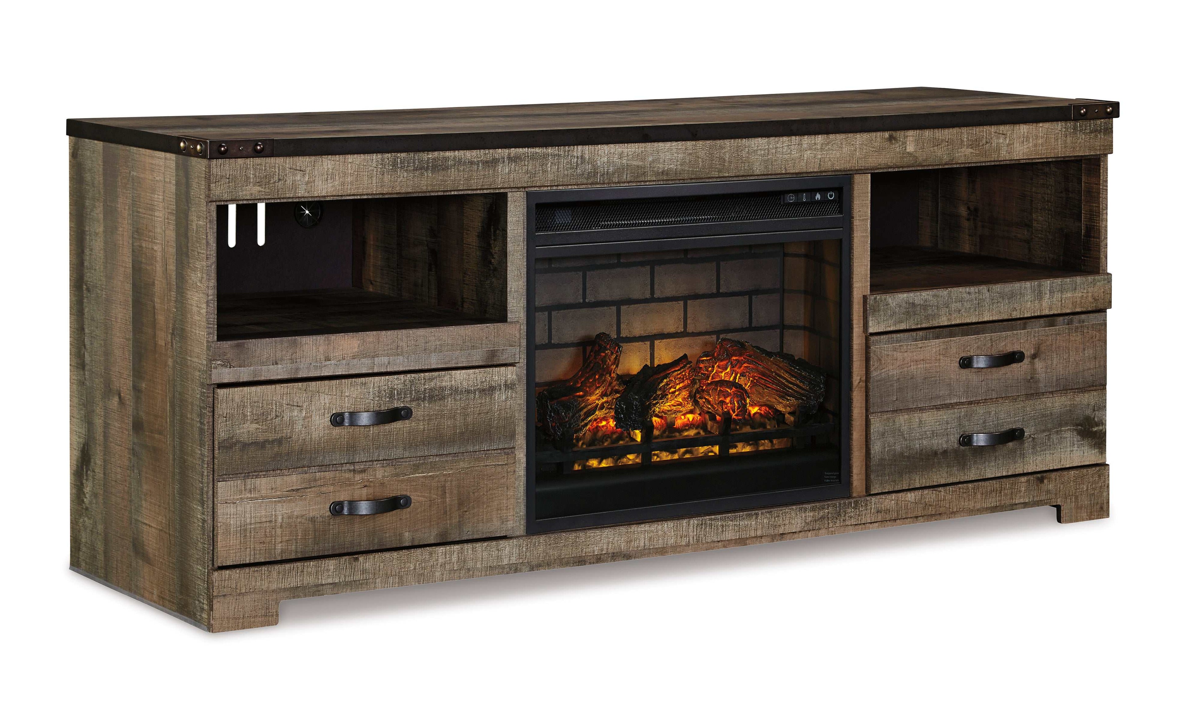 Trinell Brown 63" TV Stand w/ W100-101 Electric Fireplace