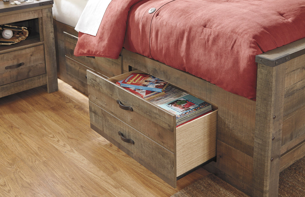 Trinell Brown Full Panel Bed with 2 Storage Drawers