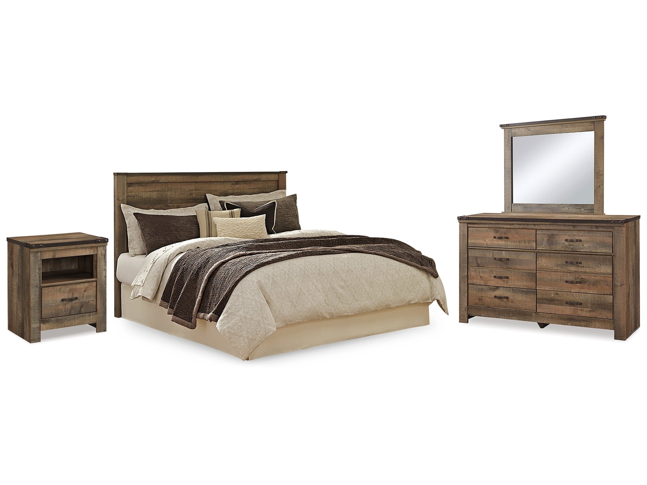 Trinell King/California King Panel Headboard, Dresser, Mirror and Nightstand, Brown