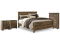 Trinell Brown King Panel Bedroom Set with Chest and 2 Nightstands