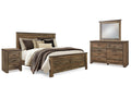 Trinell Brown Queen Panel Bed & Dresser & Mirror & Nightstand