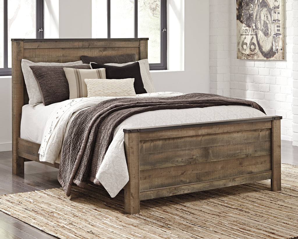 Trinell Brown Queen Panel Bed & Dresser & Mirror & Nightstand