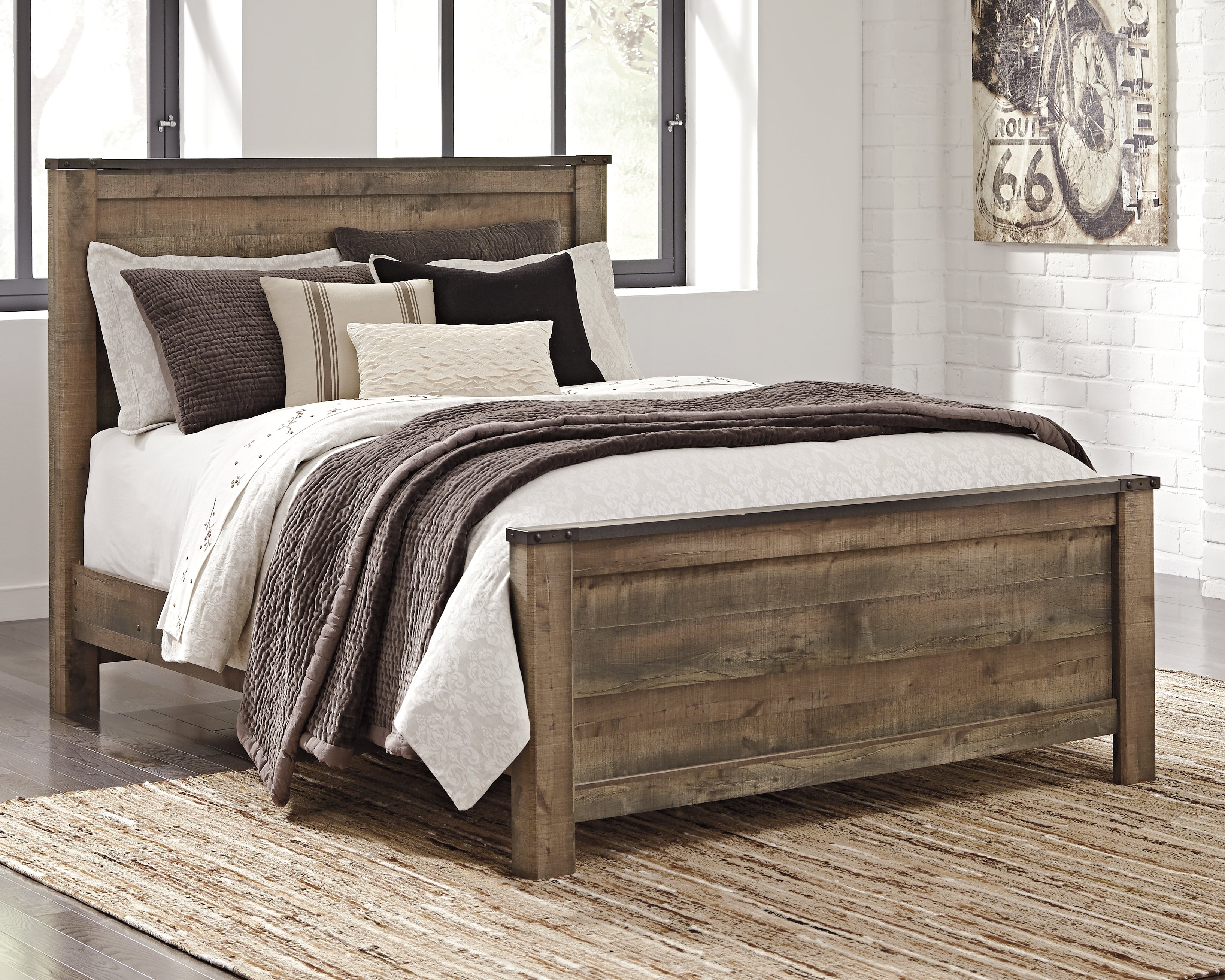 Trinell Brown Queen Panel Bed & Dresser & Mirror & Nightstand