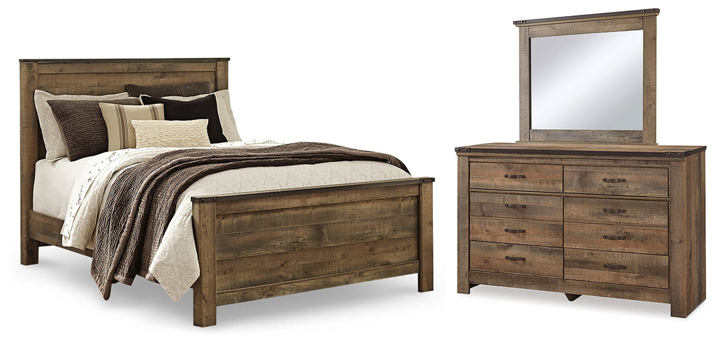 Trinell Brown Queen Panel Bed, Dresser and Mirror