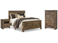 Trinell Brown Queen Panel Bedroom Set with Chest and 2 Nightstands